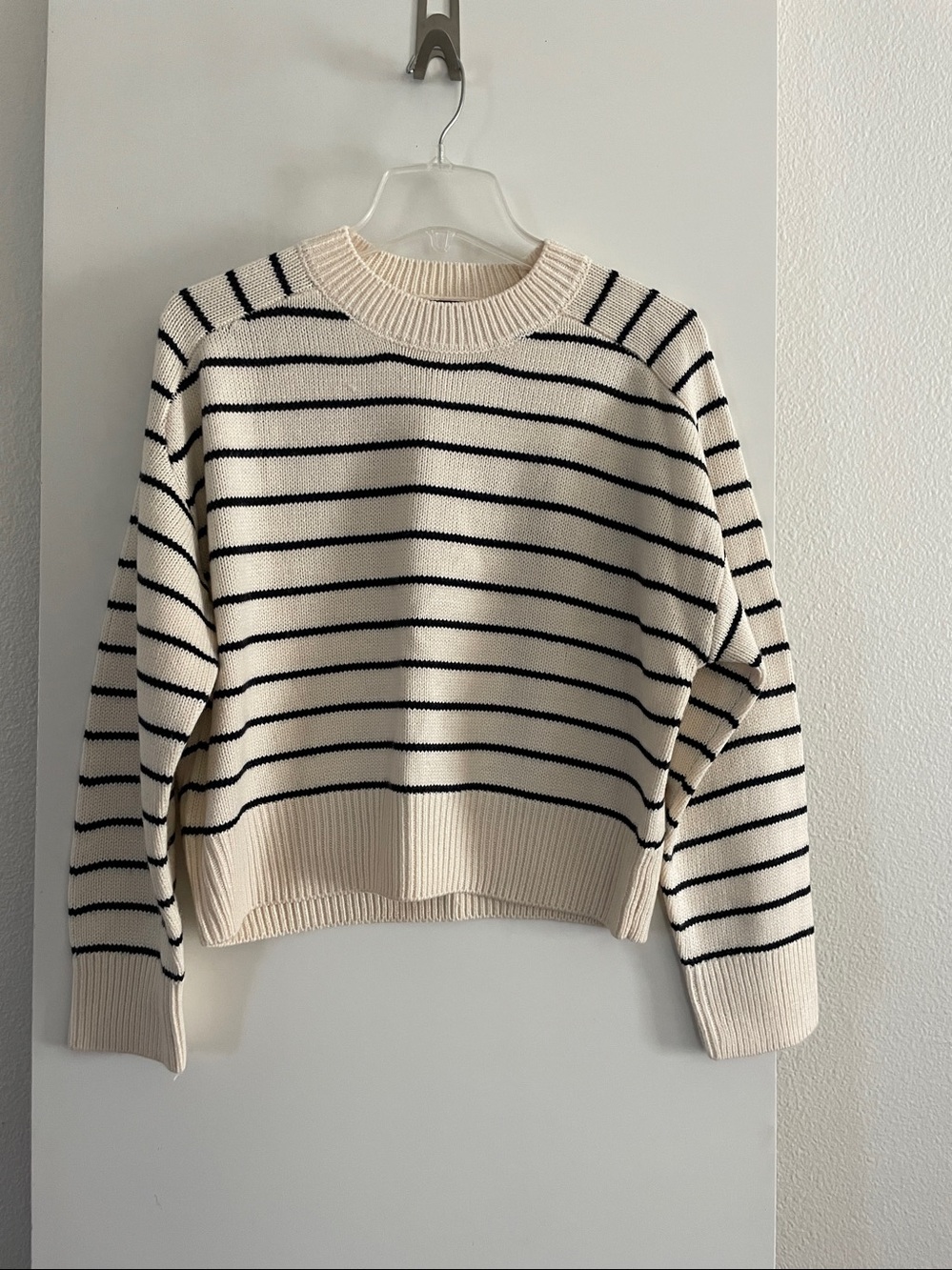 TRUTH Breton Striped Long Sleeve Crew Neck Cropped Sweater